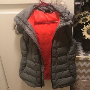 North face faux fur lined vest